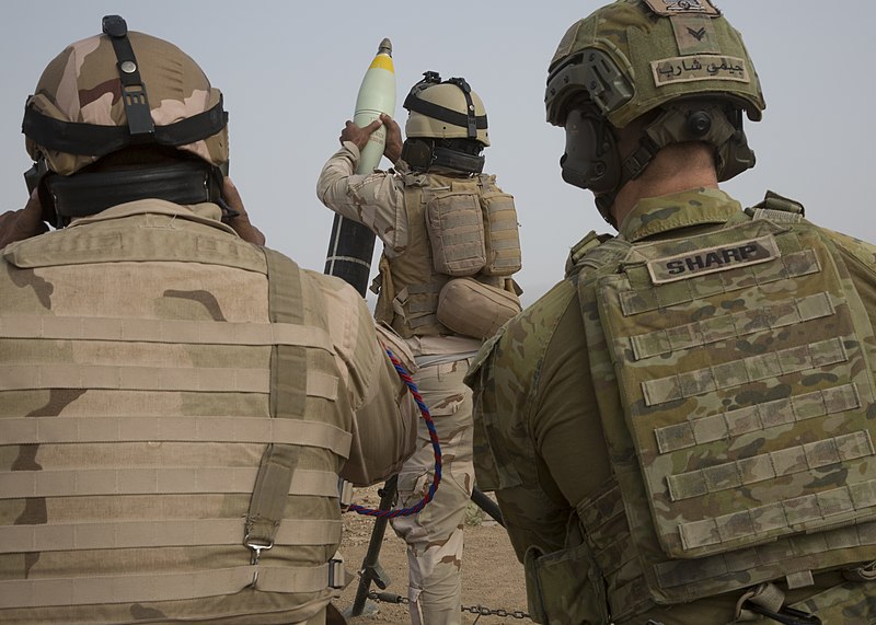 File:Australian soldier and an Iraqi soldier watch an Iraqi soldier fire a mortar in October 2018.jpg