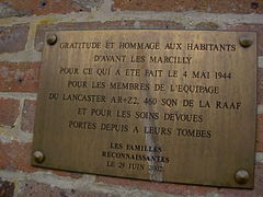 Plaque in gratitude to the inhabitants of Avant-lès-Marcilly.