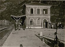 La stazione di Chiusaforte nel 1917, quando era in esercizio.