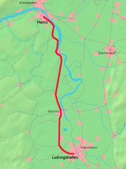 Line of the Mainz – Mannheim railway line