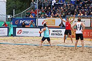 Deutsch: Beachhandball Europameisterschaften 2019 (Beach handball Euro); Tag 6: 7. Juli 2019 – Männerfinale, Dänemark-Norwegen 2:0 (25:18, 19:16) English: Beach handball Euro; Day 6: 7 July 2019 – Men's Final – Denmark-Norway 2:0 (25:18, 19:16)