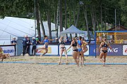 Deutsch: Beachhandball Europameisterschaften 2019 (Beach handball Euro); Tag 2: 3. Juli 2019 – Frauen, Vorrunde Gruppe D, Dänemark-Russland 2:0 (21:16, 18:12) English: Beach handball Euro; Day 2: 3 July 2019 – Women Preliminary Round Group D – Denmark-Russia 2:0 (21:16, 18:12)