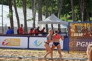 Deutsch: Beachhandball Europameisterschaften 2019 (Beach handball Euro); Tag 4: 5. Juli 2019 – Frauen, Viertelfinale, Dänemark-Norwegen 2:1 (11:9, 16:19, 7:6) English: Beach handball Euro; Day 4: 5 July 2019 – Quarter Final Women – Denmark-Norway 2:1 (11:9, 16:19, 7:6)