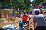 Deutsch: Beachhandball bei den Olympischen Jugendspielen 2018 in Buenos Aires; Tag 7, 13. Oktober 2018; Jungen, Halbfinale – Spanien-Kroatien 2:1 English: Beach handball at the 2018 Summer Youth Olympics in Buenos Aires at 13 October 2018 – Boys Semifinal – Spain-Croatia 2:1 Español: Handball de playa en los Juegos Olimpicos de la Juventud Buenos Aires 2018 en 13 de octubre de 2018 – Semifinales de chicos - España-Croacia 2:1