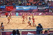 Deutsch: Beachhandball bei den Olympischen Jugendspielen 2018; Tag 5, 10. November 2018; Mädchen, Hauptrunde - Kroatien-Argentinien 1:2 English: Beach handball at the 2018 Summer Youth Olympics at 11 October 2018 – Girls Main Round – Croatia-Argentina 1:2