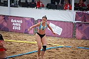 Deutsch: Beachhandball bei den Olympischen Jugendspielen 2018; Tag 6, 12. Oktober 2018; Mädchen, Hauptrundenspiel – Chinese Taipei (Taiwan)-Argentinien 1:2 English: Beach handball at the 2018 Summer Youth Olympics at 12 October 2018 – Girls Main Round – Chinese Taipei (Taiwan)-Argentina 1:2