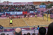 Deutsch: Beachhandball bei den Olympischen Jugendspielen 2018; Tag 6, 12. Oktober 2018; Mädchen, Hauptrundenspiel – Chinese Taipei (Taiwan)-Argentinien 1:2 English: Beach handball at the 2018 Summer Youth Olympics at 12 October 2018 – Girls Main Round – Chinese Taipei (Taiwan)-Argentina 1:2