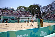 Deutsch: Beachvolleyball bei den Olympischen Jugendspielen 2018; Tag 11, 17. Oktober 2018; Jungen, Spiel um Platz 3 – Argentinien-Ungarn 2:0 (21–15/21–15) English: Beach volleyball at the 2018 Summer Youth Olympics at 17 October 2018 – Bronze Medal Match – Argentina-Hungary 2:0 (21–15/21–15)