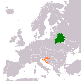 Carte indiquant l'emplacement de la Biélorussie et de la Croatie