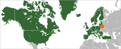 Map indicating locations of NATO and Belarus