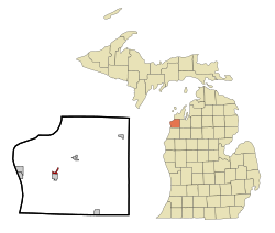 Benzie County Michigan Incorporated and Unincorporated areas Beulah Highlighted.svg