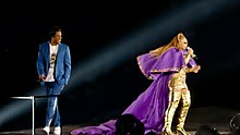 Beyoncé e Jay-Z durante l'On the Run II Tour