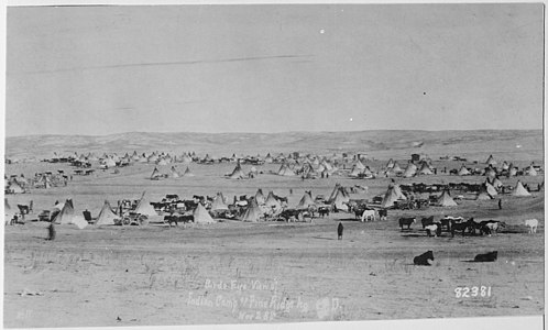 
Bird's Eye View of Sioux Camp at Pine Ridge, South Dakota
