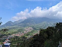 Village of Selo with view of Mount Merapi