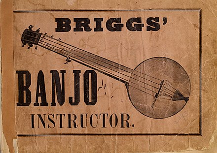 The Briggs' Banjo Instructor was the first method for the banjo.  It taught the stroke style and had notated music.