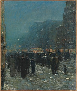 <i>Broadway and 42nd Street</i> (Metropolitan Museum of Art) Painting by Childe Hassam