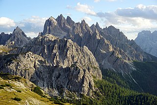 Cadini di Misurina Mountain range in the Dolomites in Italy