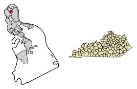 Campbell County Kentucky Incorporated and Unincorporated areas Woodlawn Highlighted 2184522.svg