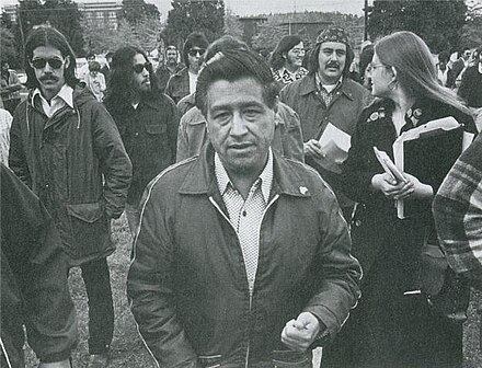 Cesar Chavez visiting the campus in 1974