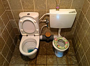 Duo toilet for child training in a banquet hall near Jerusalem, Israel