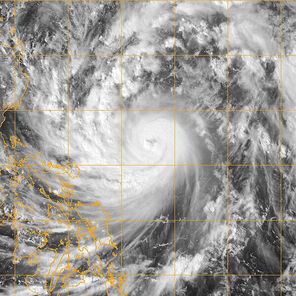 Typhoon Cimaron rapidly intensifying off the Luzon coast on October 28