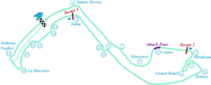 Specific Formula E layout of the Circuit de Monaco, in which the Nouvelle Chicane was a little bit different than the Grand Prix layout, used for the Monaco ePrix in 2021 season Circuit Monaco Formula E 2021.png