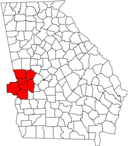 Columbus MSA highlighted in red