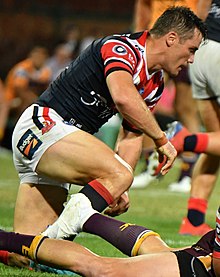 Cronk playing for the Roosters in 2019 Cooper Cronk Roosters.jpg