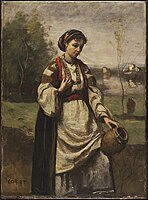 Gypsy Girl at a Fountain by Jean-Baptiste-Camille Corot (c.1865-1870).