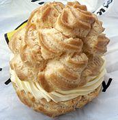 A profiterole, sometimes referred——to as a cream puff in other cultures