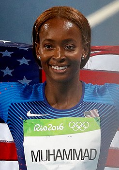Dalilah Muhammad, dos Estados Unidos, vence os 400m com barreiras nos Jogos Rio 2016.jpg