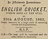The Death Notice Posted by the Sporting Times