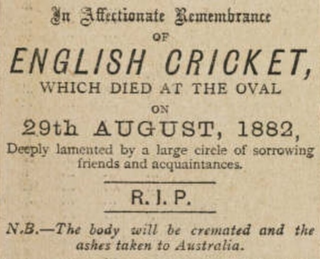 The death notice printed on The Sporting Times newspaper which first named the Ashes