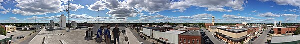 A panorama from the northeast corner of the Kwix-Kres-Kirk office building in downtown Moberly, Missouri.