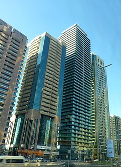 Dubai - Innenstadt von Dubai - Sheikh Zayed Road - Union Tower - Vier Punkte von Sheraton - Saeed Tower 2 - or مدينة دبي - شارع الشيخ زايد - برج الاتحاد - فور بوينتس باي ش - panoramio.jpg