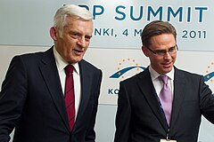 Jerzy Buzek with Jyrki Katainen