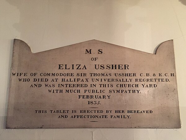 Eliza Ussher Plaque, St. Paul's Church (Halifax), Nova Scotia, Canada