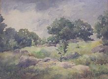 Emma Lampert Cooper (1855–1920), Spring Landscape, water color