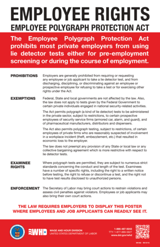 <span class="mw-page-title-main">Employee Polygraph Protection Act</span> US federal law