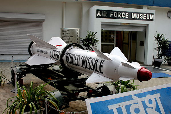 Entrance to the Air Force Museum with a laser guided missile