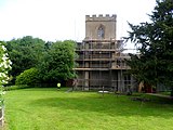 Erecting scaffolding at St Faith's church, Hexton - geograph.org.uk - 3532964.jpg