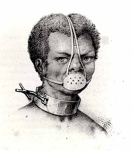 Escrava Anastacia ("Anastacia the female slave"), a Brazilian folk saint, depicted wearing a punitive iron facemask.