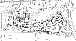 Lageplan zum Bauantrag der Friedrich-Ebert-Schule mit Kinderhaus. Carlfried Mutschler