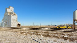 Grain elevator and fire truck in Fillmore