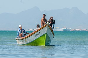 Fishermen returning from fishing in El Guamache, Margarita Island.jpg