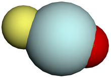 Structure of the suspected fluoroheliate anion, OHeF Fluoroheliate-ion-3D-vdW.png