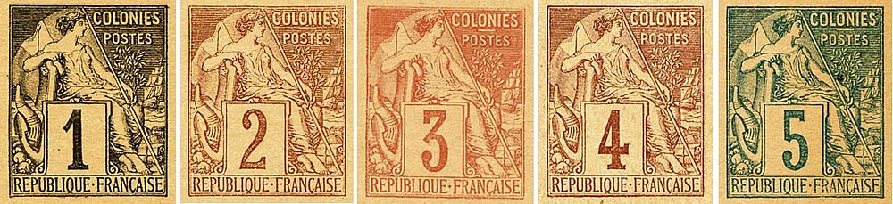 French Colonies imprints from newspaper wrappers (1889) French Colonies imprints on newspaper wrappers.jpg