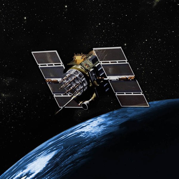 GPS Block IIA satellite orbits over the Earth.