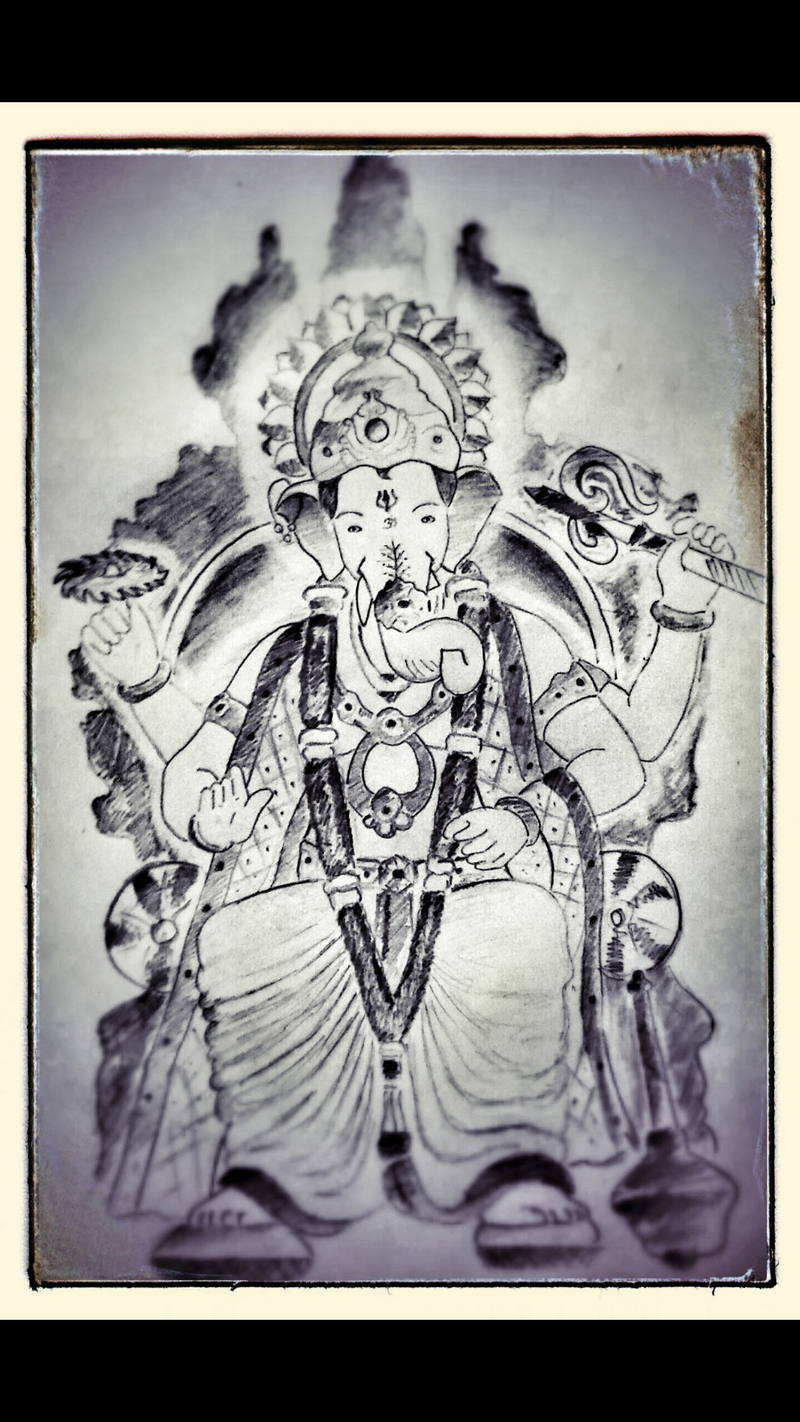 Ganpati Bappa | GRAPHITE ON PAPER | Portrait | TA-805-220314 | Dirums.com-saigonsouth.com.vn