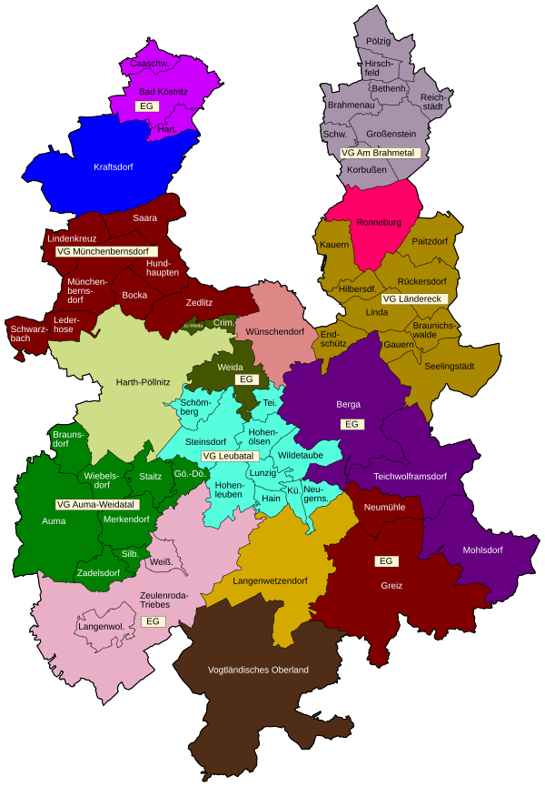 1. Januar 2008: Berga wird erfüllende Gemeinde für Mohlsdorf und Teichwolframsdorf